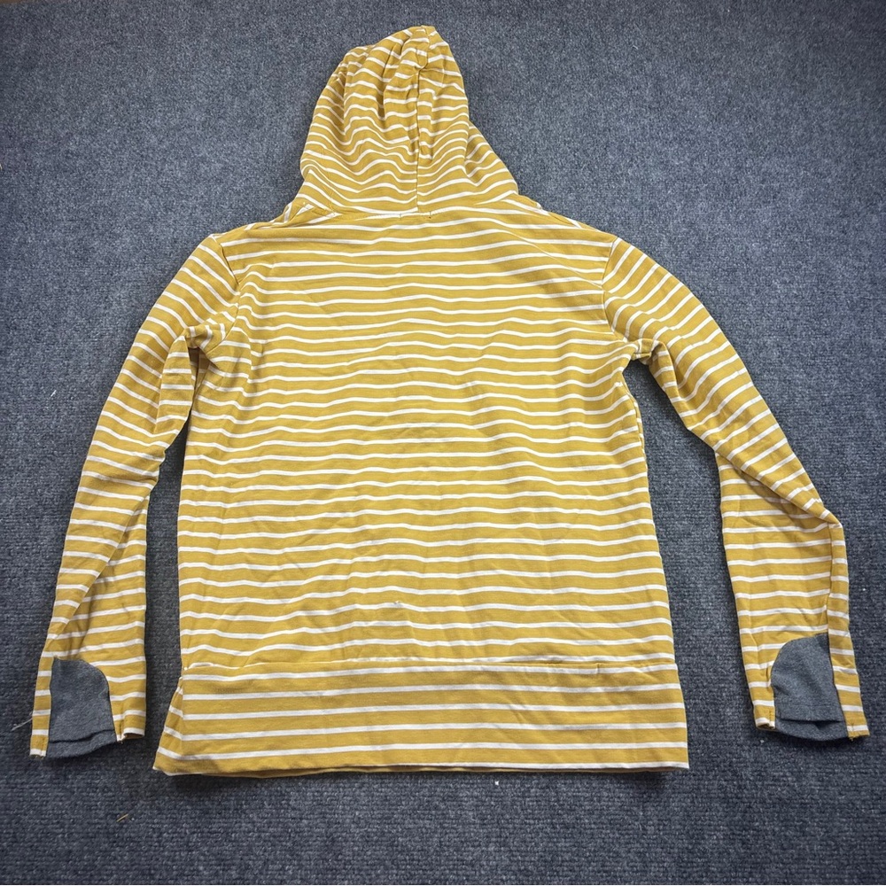 AMPERSAND AVE Women’s Yellow stripe 1/4 Zip Hooded Sweatshirt size: XL - Picture 2 of 7
